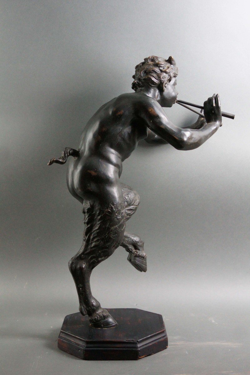 Mid 19th Bronze Sculpture Italian Faun With Flutes-photo-2