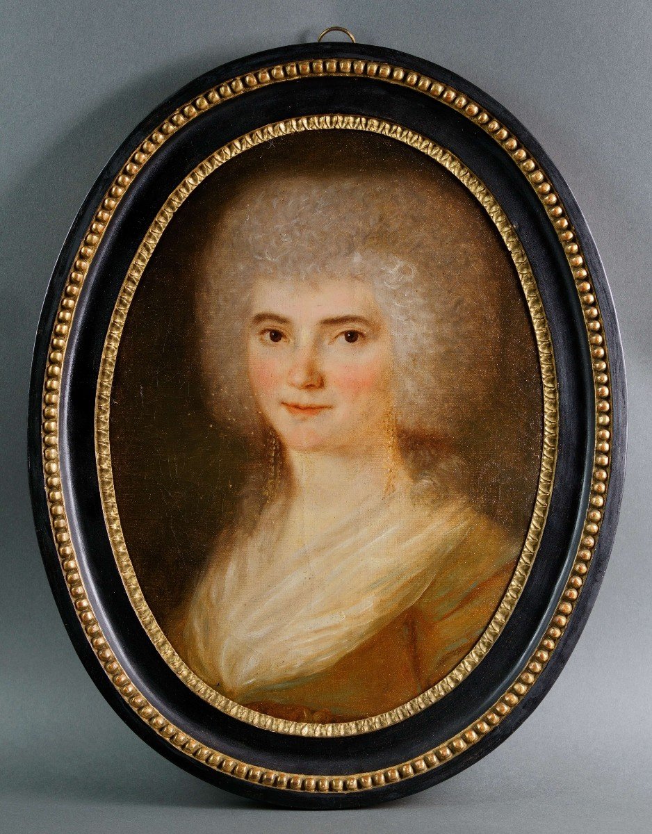 18th Louis XVI Period Portrait Of A Lady In Original Frame