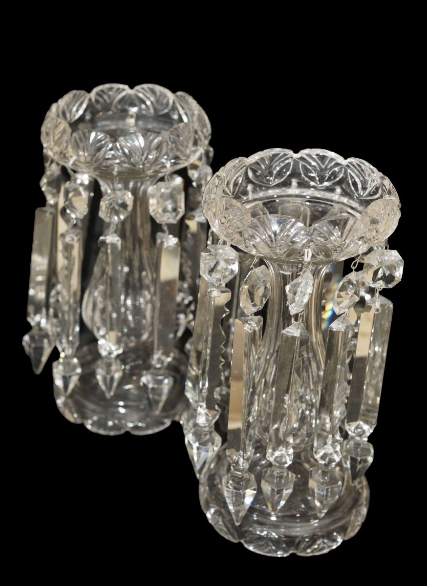 Pair Of French  Crystal Pineapple Holders Baccarat-photo-3