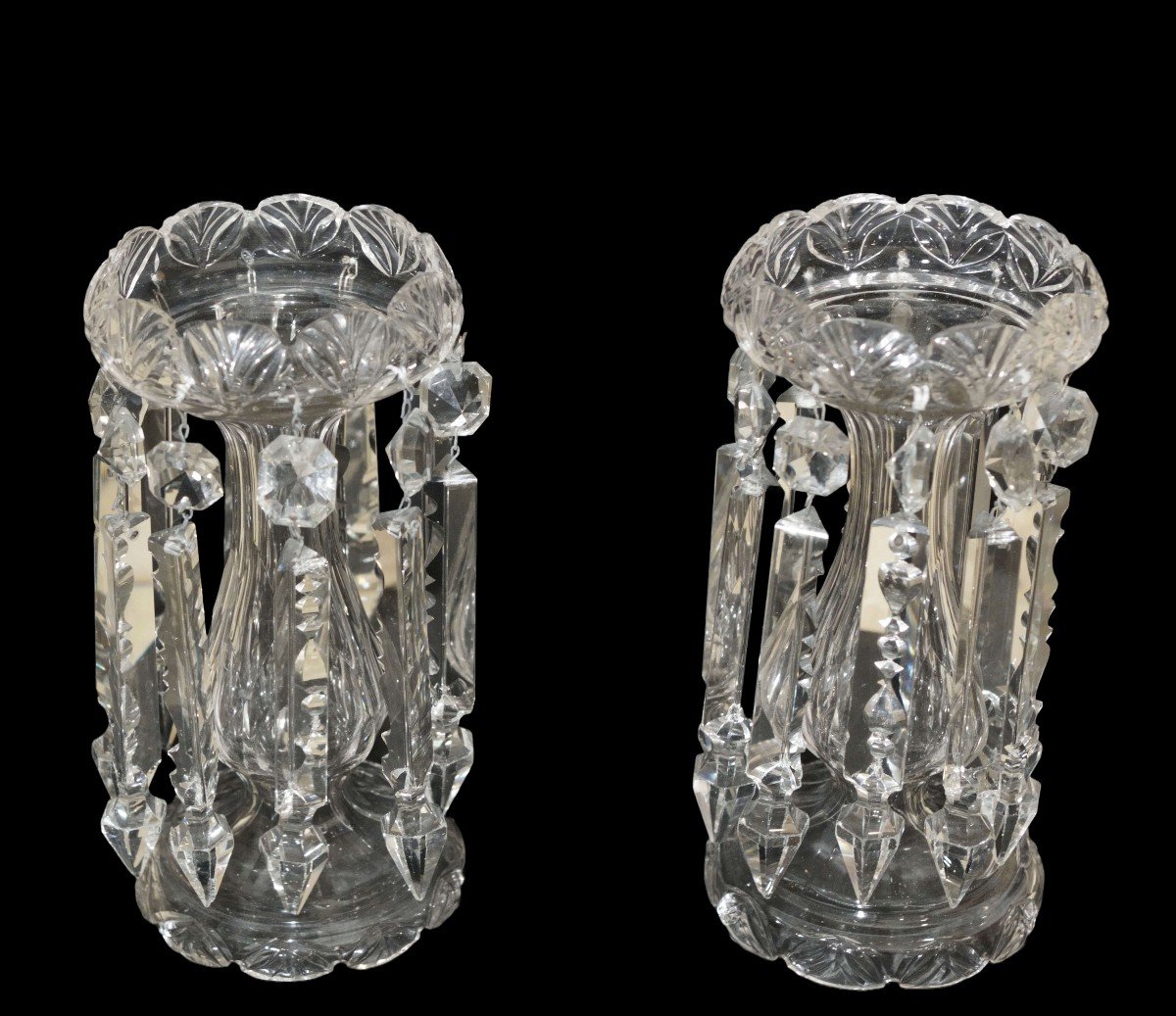 Pair Of French  Crystal Pineapple Holders Baccarat-photo-1