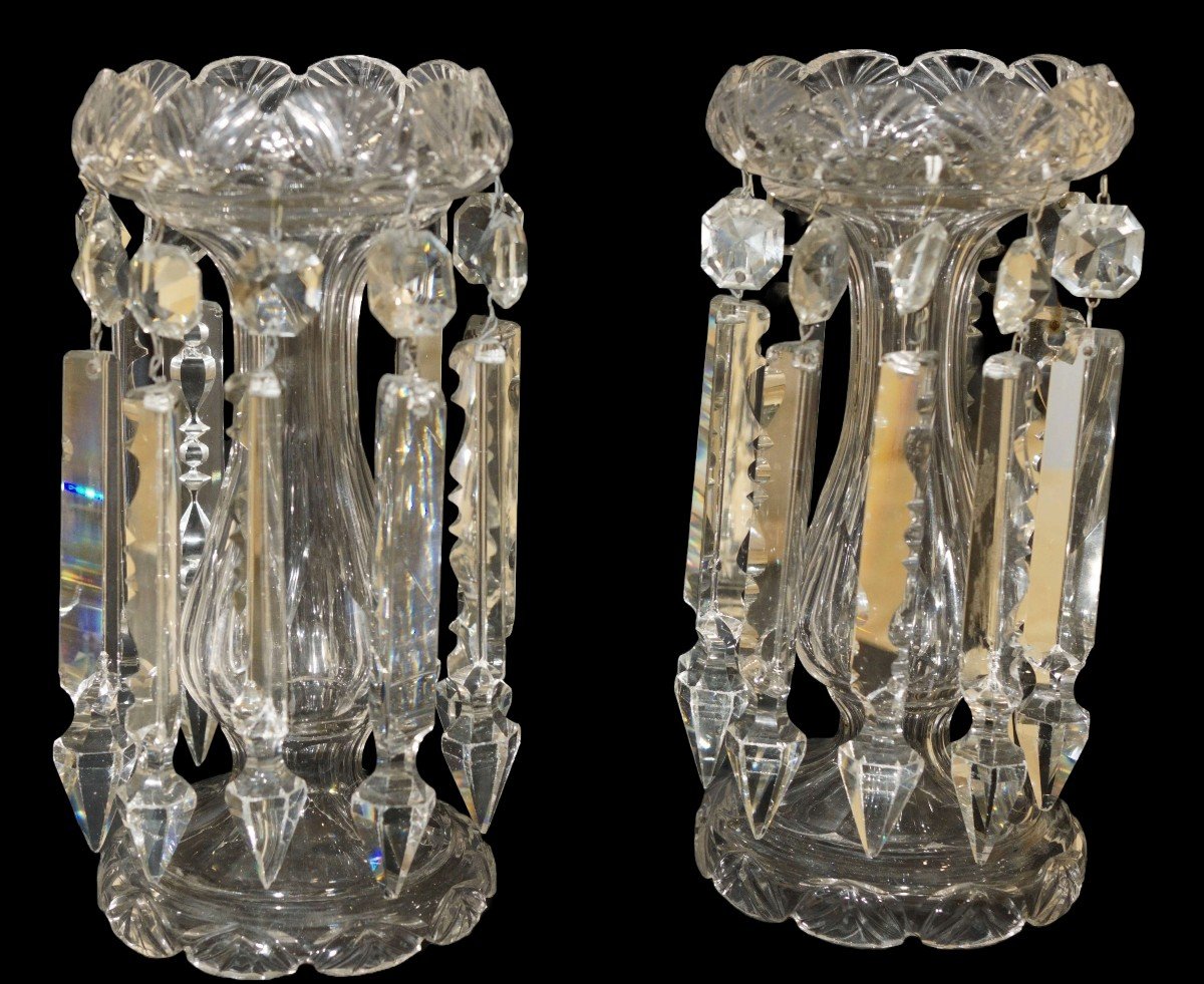 Pair Of French  Crystal Pineapple Holders Baccarat-photo-4