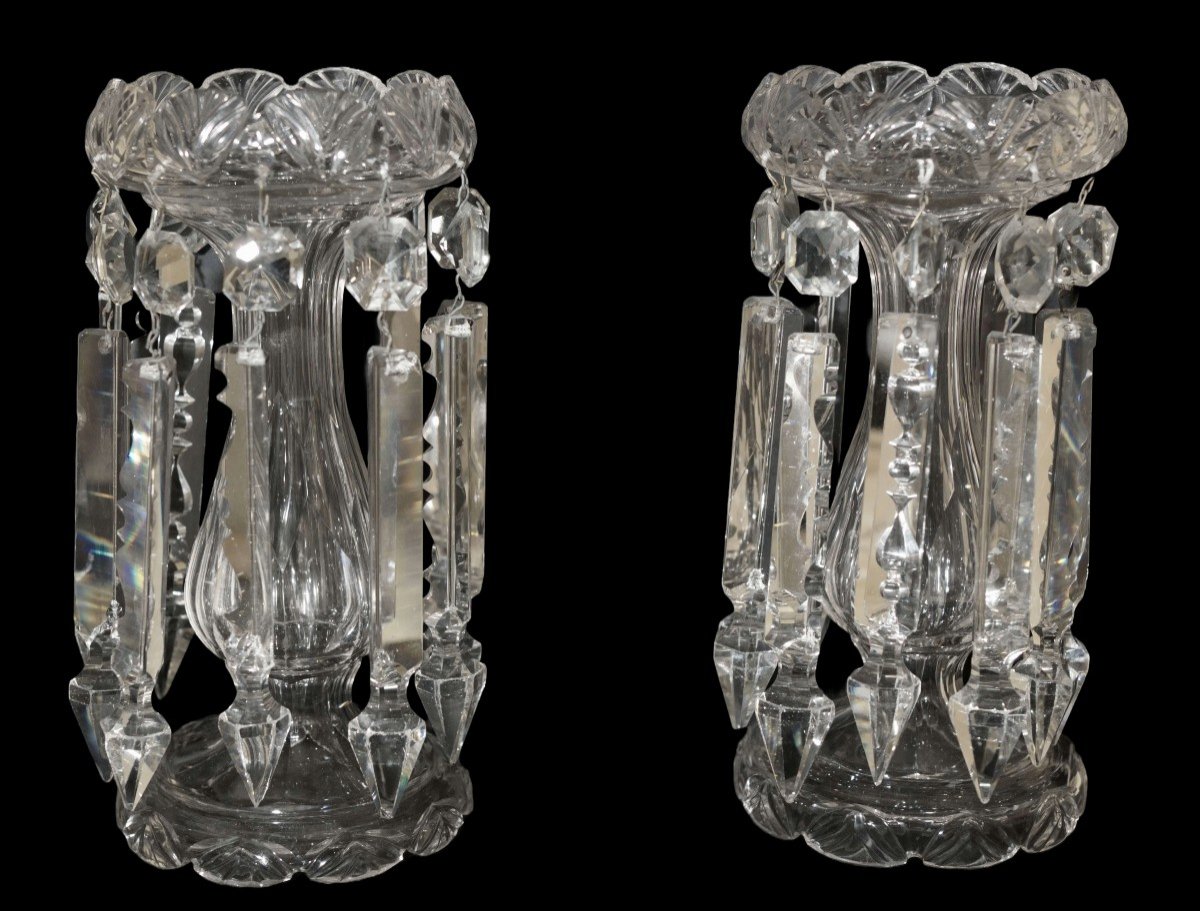 Pair Of French  Crystal Pineapple Holders Baccarat