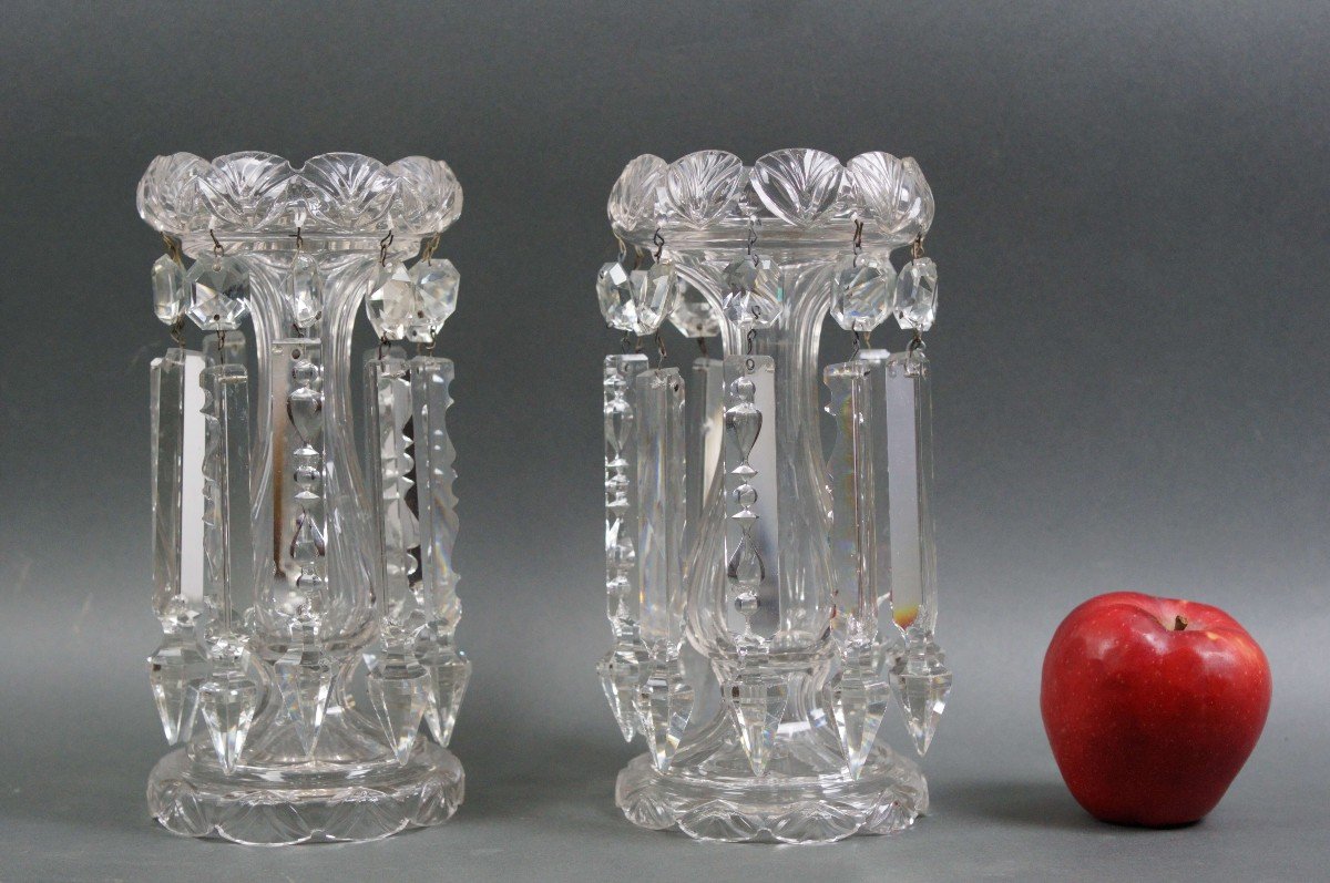 Early 20th Pair Of French  Crystal Baccarat Pineapple Holders -photo-2