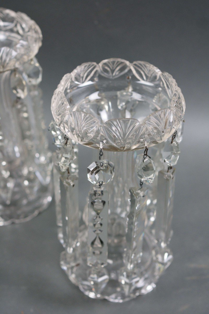 Early 20th Pair Of French  Crystal Baccarat Pineapple Holders -photo-3