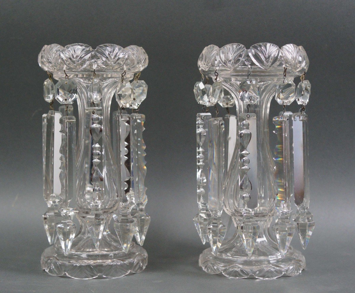 Early 20th Pair Of French  Crystal Baccarat Pineapple Holders 