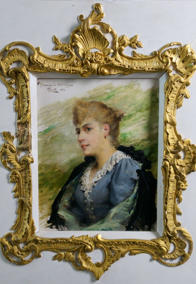 Antoine-auguste Thivet (1856-1927) Portrait De Madame Vayou Daté 1893-photo-3