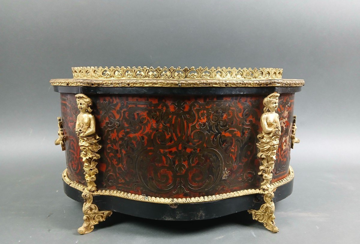 19th Napoleon III Boulle Marquetry And Gilt Bronze Jardiniere-photo-1