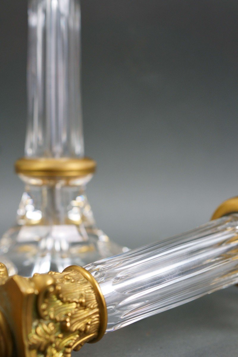 Mid-20th Italian Pair Of Lamps In Cut Crystal And Gilt Bronze Gherardo Degli Albizzi - Firenze-photo-2