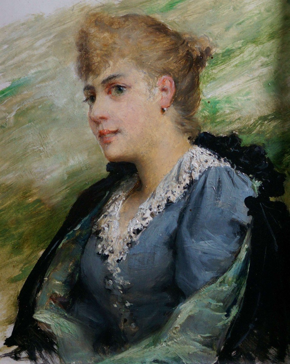 Antoine-auguste Thivet (1856-1927) Portrait De Madame Vayou Daté 1893