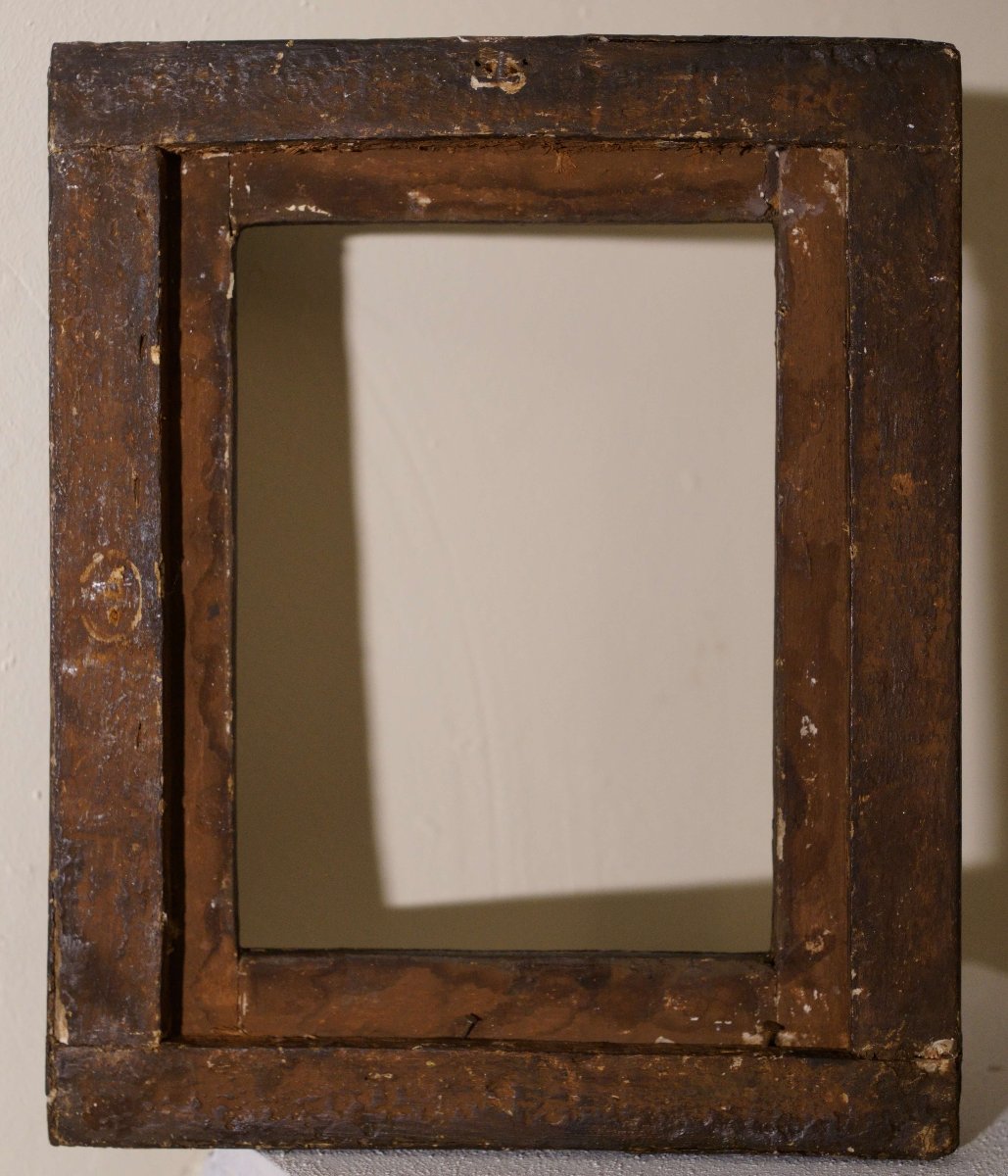 17th Italian Collector's Frame Carved And Gilt Wood-photo-1