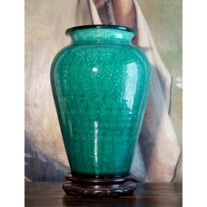 Large Emerald Green Ceramic Vase, China, Qing Dynasty
