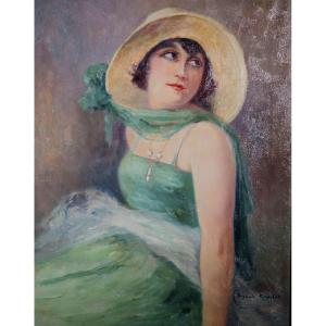 Art Déco Style - Raymond Charlot - Portrait Of Elegant Dated 1923