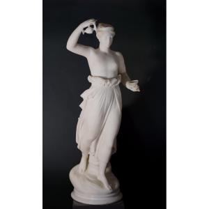 Mid-19th Hebe Impressive Neoclassical Marble Sculpture