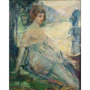 Martin Borgord (1869-1935) "portrait Of An Elegant Lady" Expressionist Style