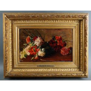 Marie De Bièvre (1865-1940) "Nature Morte Aux Fleurs " Huile Sur Toile  Daté 1889 