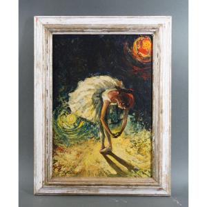 "dancer" Oil Painting Signed Raffaele Del Savio And Dated 1967