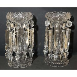 Pair Of French  Crystal Pineapple Holders Baccarat