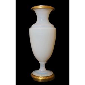 Early 19th  Large Charles X  White Opaline Gilded Bronze Mount Circa 1820