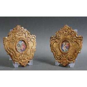 18th  Pair Of Italian Gilt Wood Frames