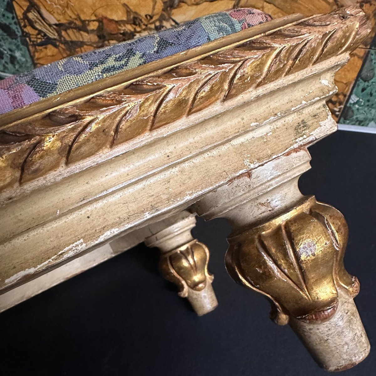 Lacquered And Gilded Footstool - Louis Philippe-photo-3