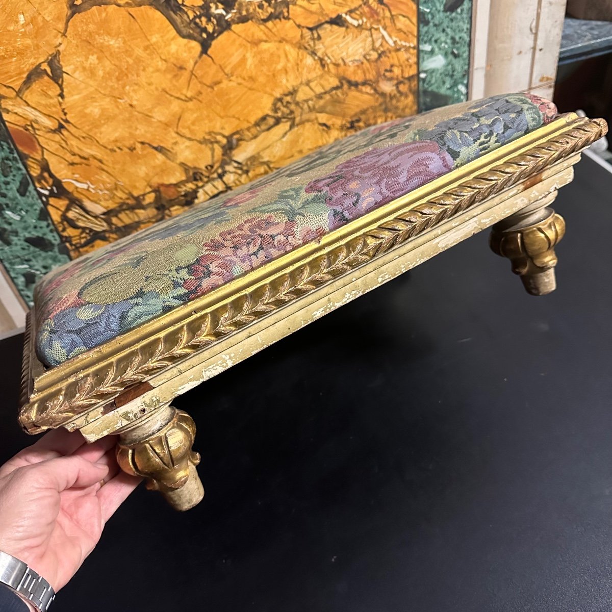 Lacquered And Gilded Footstool - Louis Philippe-photo-6