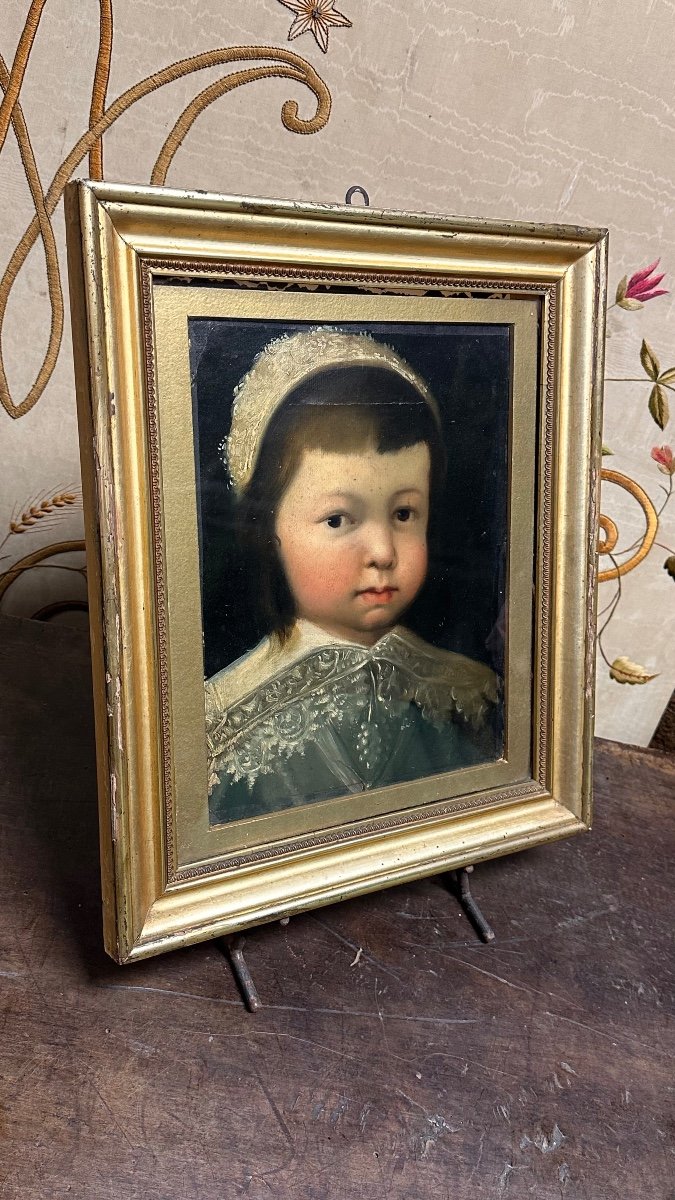 Framework, Painting "portrait Of A Little Girl" - 19th Century. -photo-2