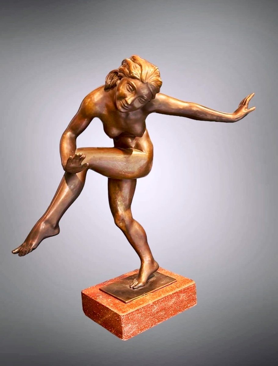 Bronze Sculpture Depicting "dancer" By G. Passaglia - Art Decó 