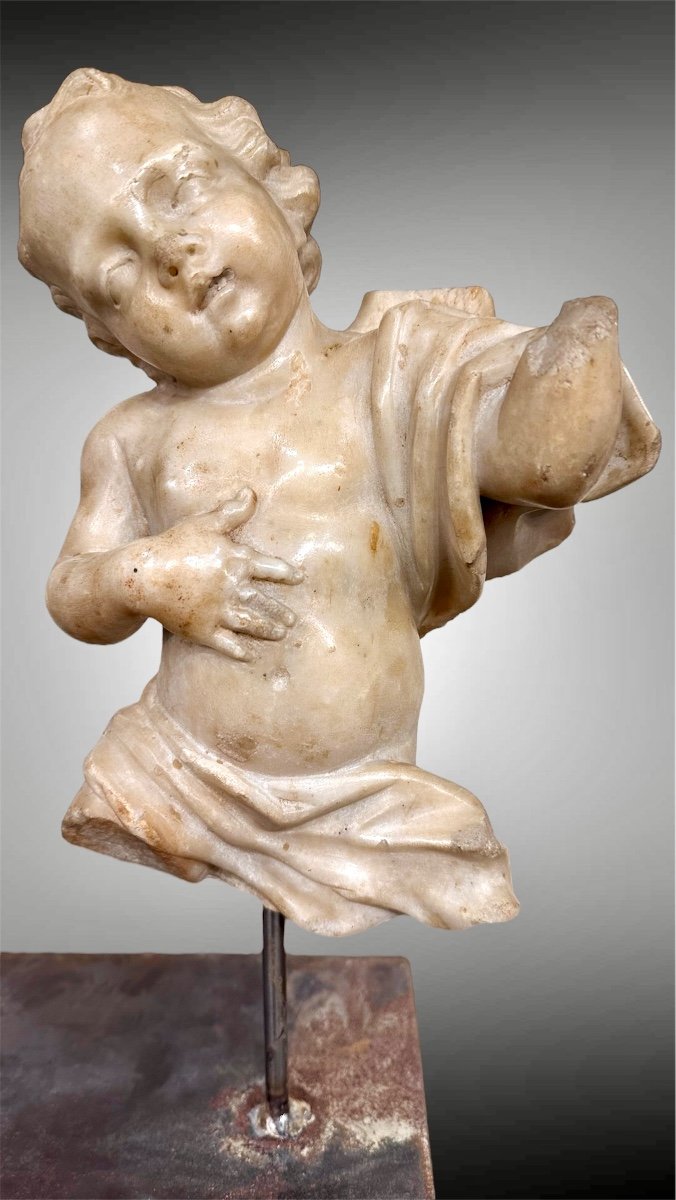 Pair Of Marble Angels - Genoa, 17th Century -photo-2