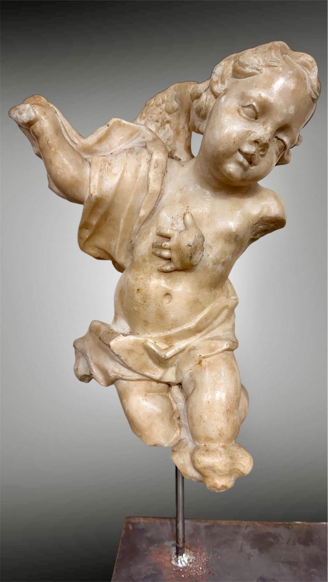 Pair Of Marble Angels - Genoa, 17th Century -photo-3