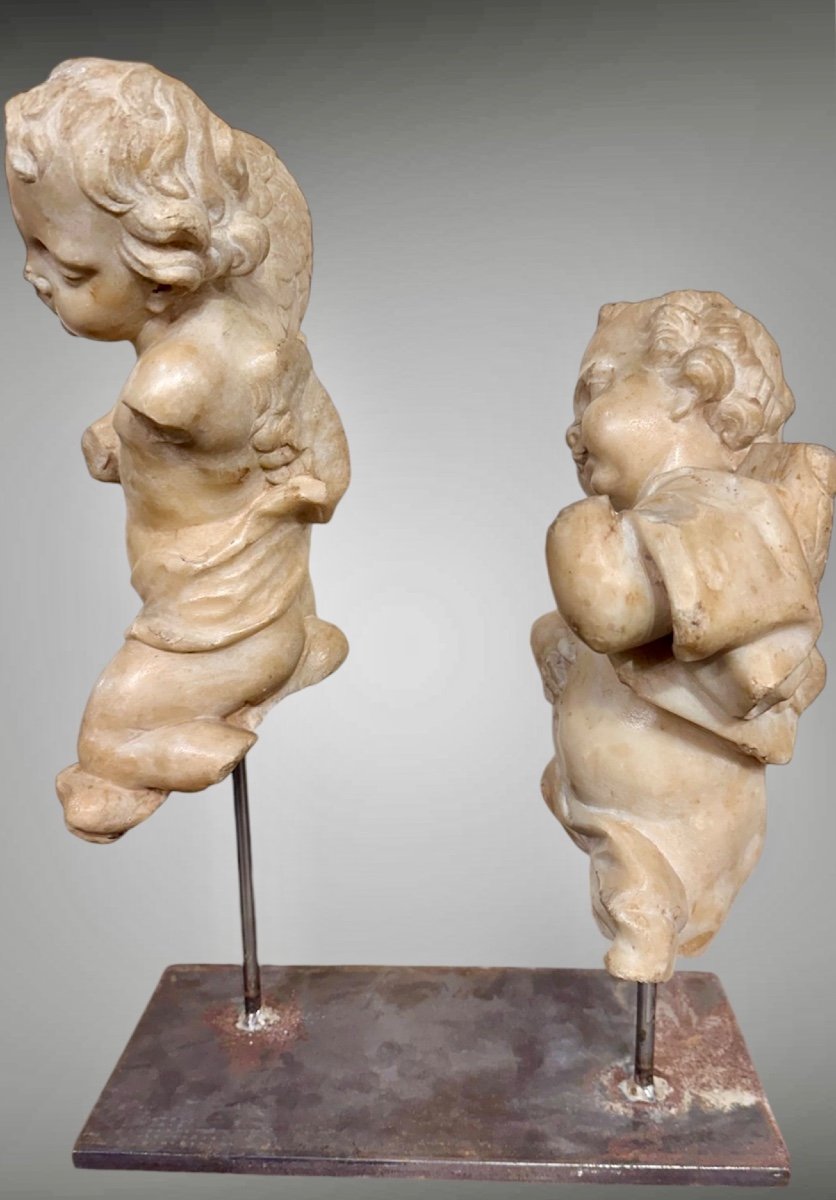 Pair Of Marble Angels - Genoa, 17th Century -photo-4