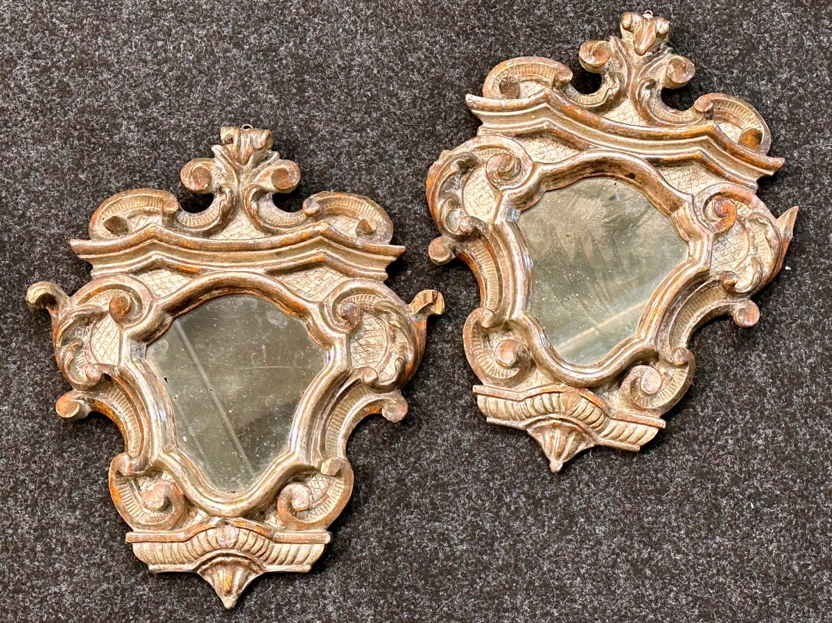 Paire De Petits Miroirs En Argent -  XVIIIème Siècle 