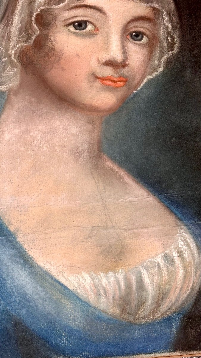 Painting, Pastel Painting "female Portrait" - 19th Century. -photo-2