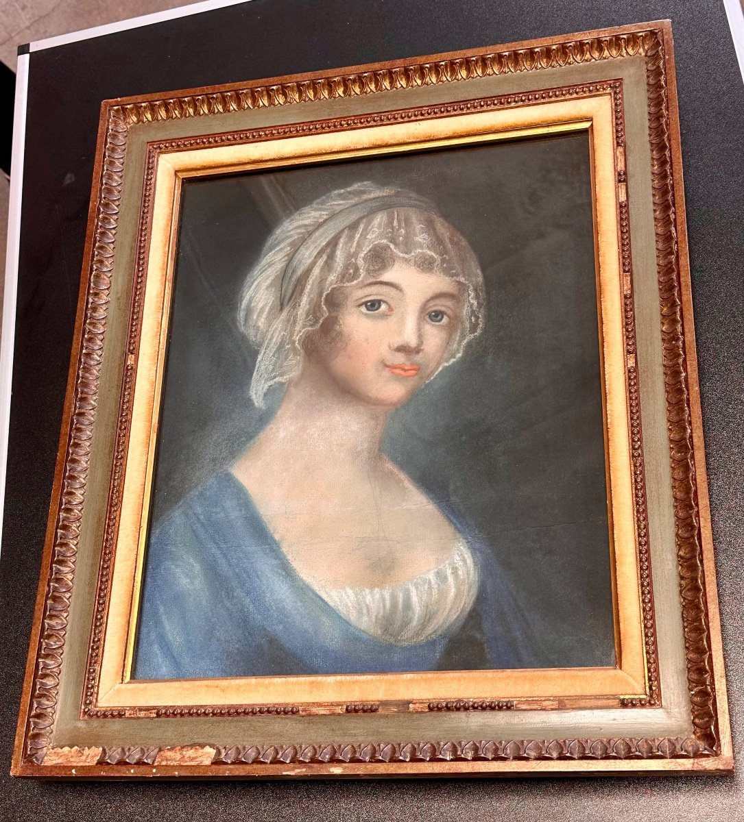 Painting, Pastel Painting "female Portrait" - 19th Century. -photo-6