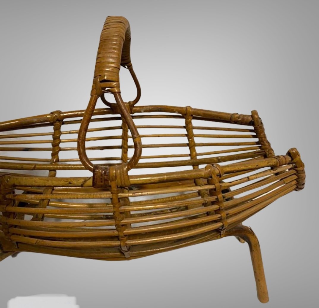 Mid-century Italian Bamboo & Rattan Magazine Rack, 1960s-photo-3