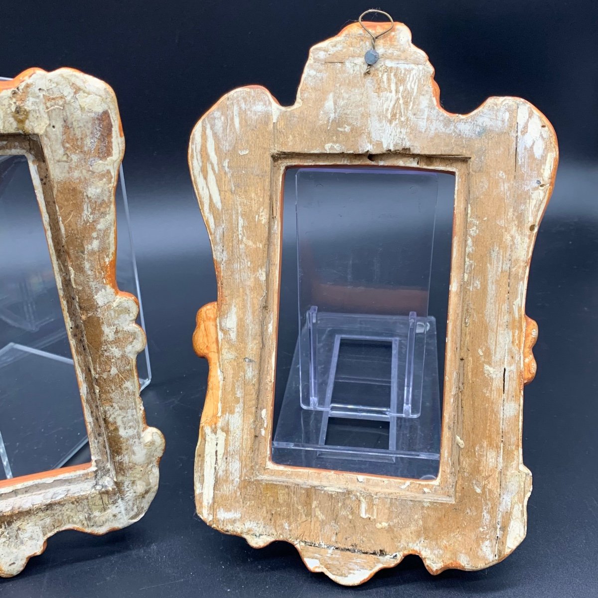 Curious Pair Of Frames In Lacquered And Carved Wood - XIX Century-photo-5