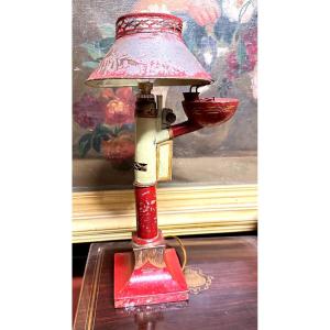 Rumford Tin Lamp Painted - Early 19th Century