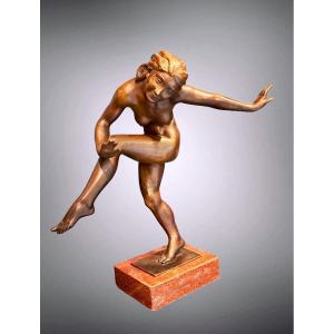 Sculpture En Bronze Représentant "Danseuse" De G. Passaglia - Art Déco 