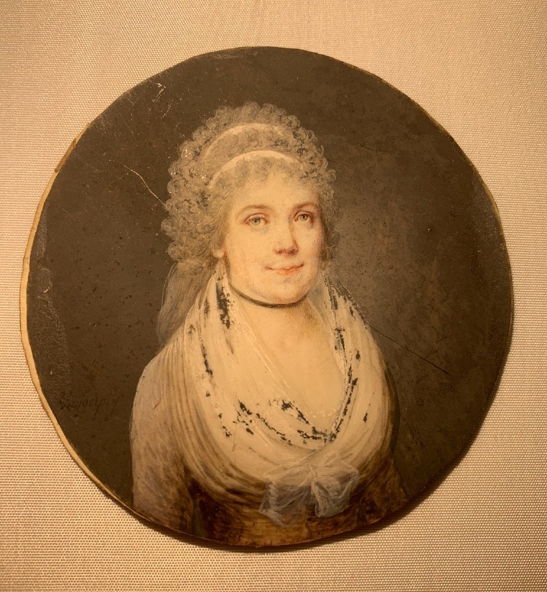 Portrait Miniature De La Femme d'époque Directoire. Vers 1790