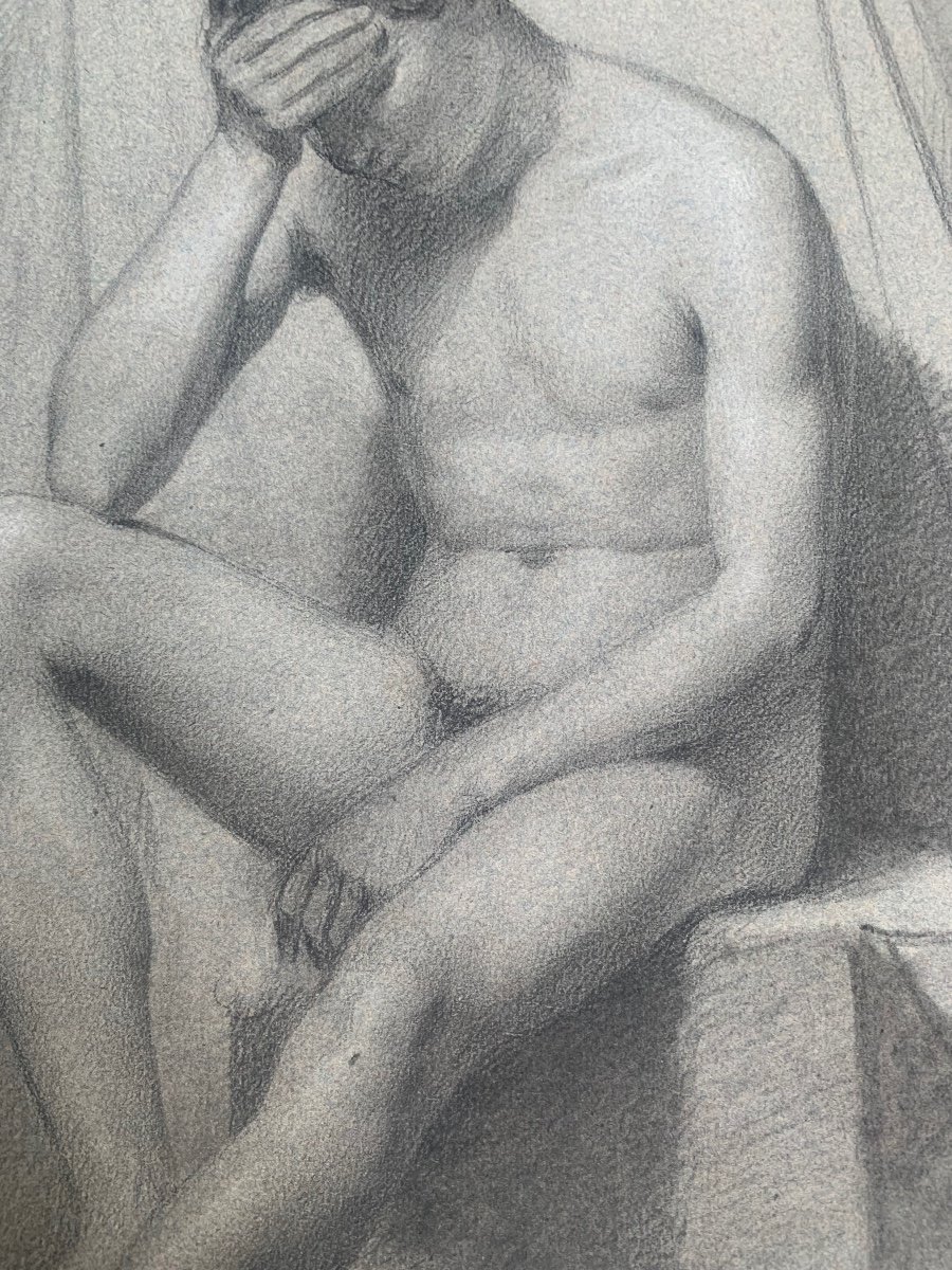 Academic Study Of Male Nude. Second Half Of XIX Century-photo-2