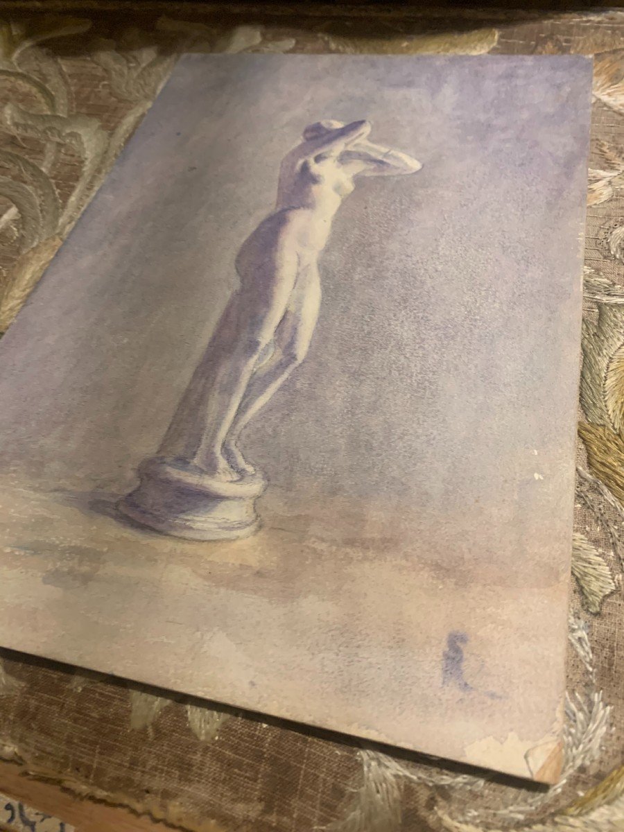 Une Aquarelle Avec La Statuette De Vénus. Susanne Ricard Cordingley. Debut XXe-photo-3