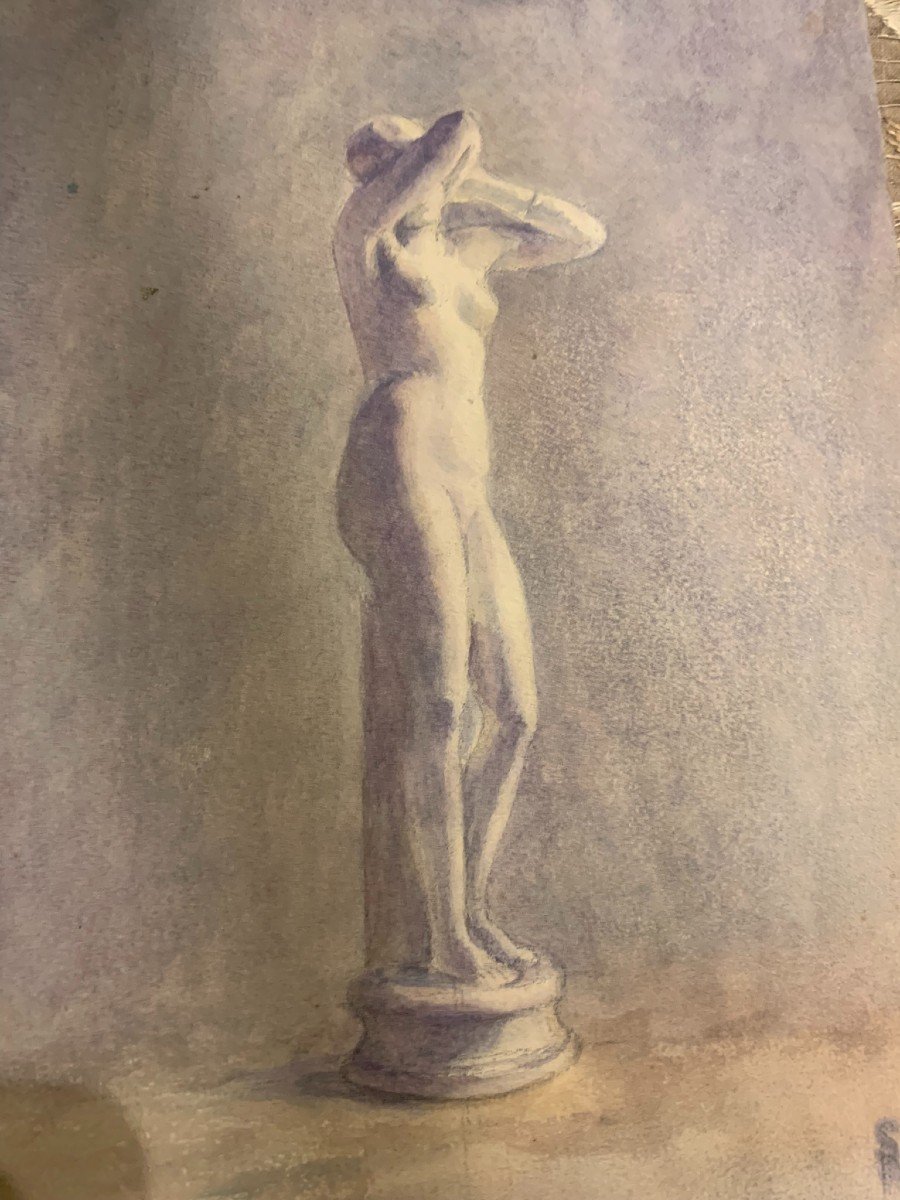 Une Aquarelle Avec La Statuette De Vénus. Susanne Ricard Cordingley. Debut XXe