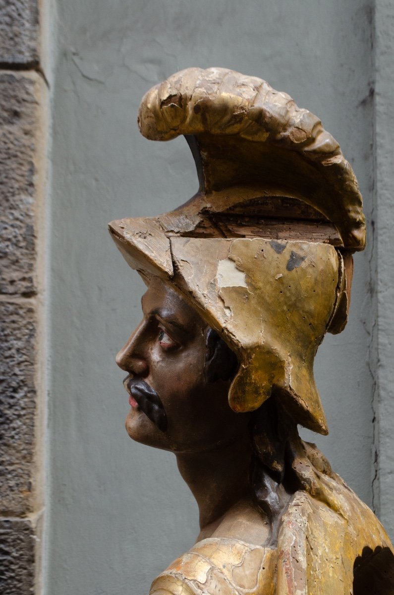 Saint Florian. Grande Statue En Bois Doré Et Polychrome. Vers 1700. H 175cm-photo-2