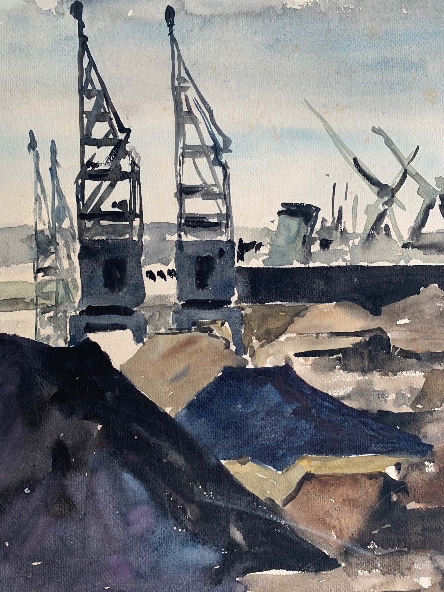 The Port Of Terragon.  Watercolor About 1940-1950. -photo-2