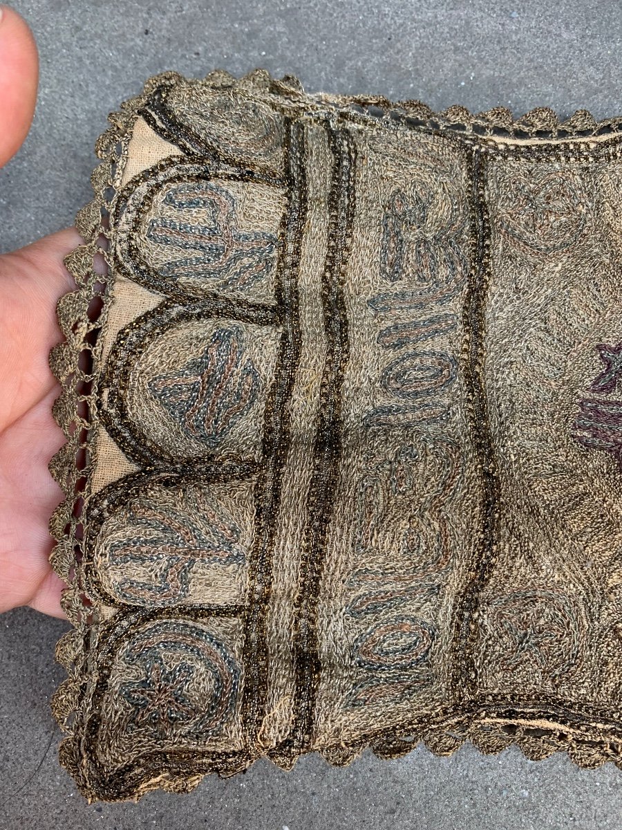 Sac Ottoman Avec Broderie Au Fil d'Argent. Fin XIXe-début XXe Siècle-photo-2