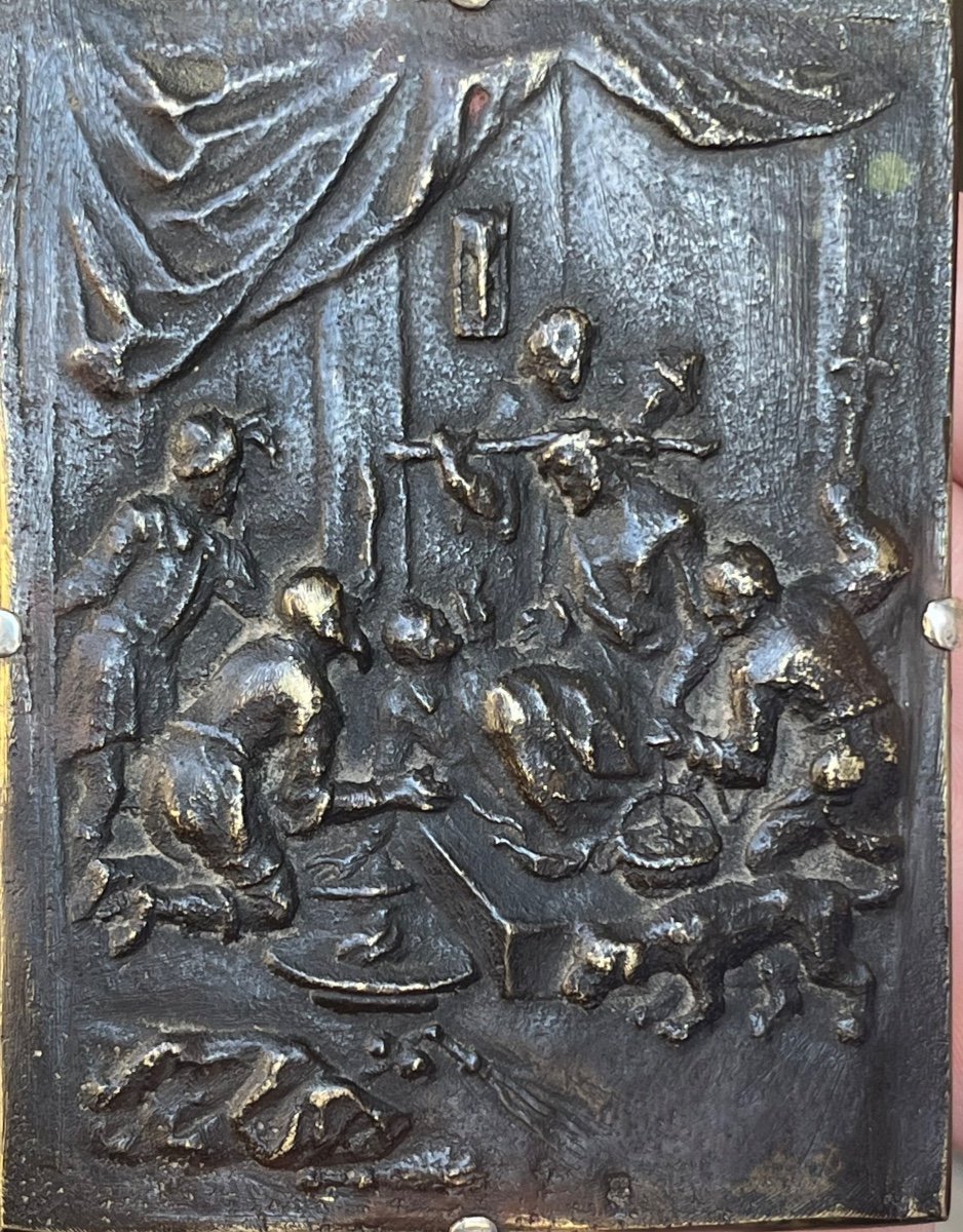 Matthias Wallbaum (1554 - 1632), Workshop. Crowning With Thorns. Bronze Plaque. 17th Century. 