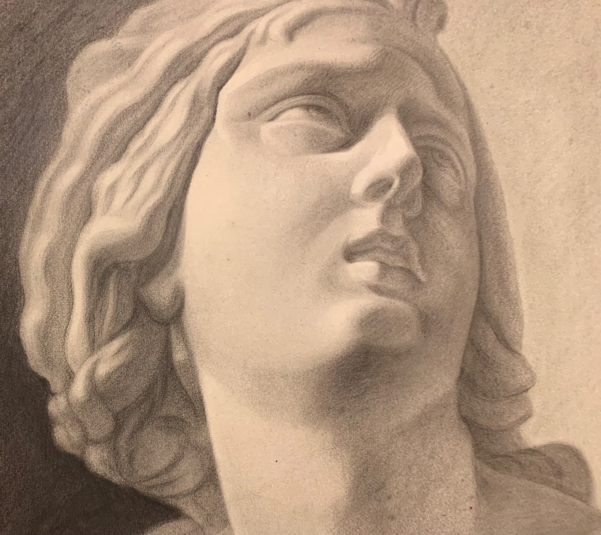 Academic Drawing Of Classical Bust Sculpture. XIX Century -photo-4