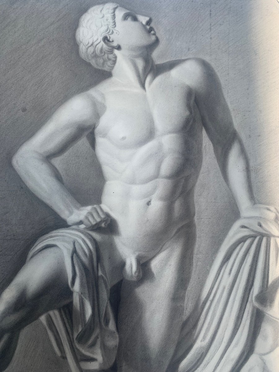 A Son Of Niobe.  Italian Academic Drawing.  XIX Century. 