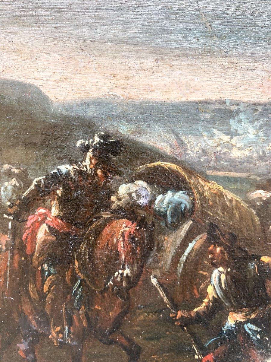 During The Battle. A Scene With A Messenger Bringing News To A Military Leader On Horseback.-photo-6