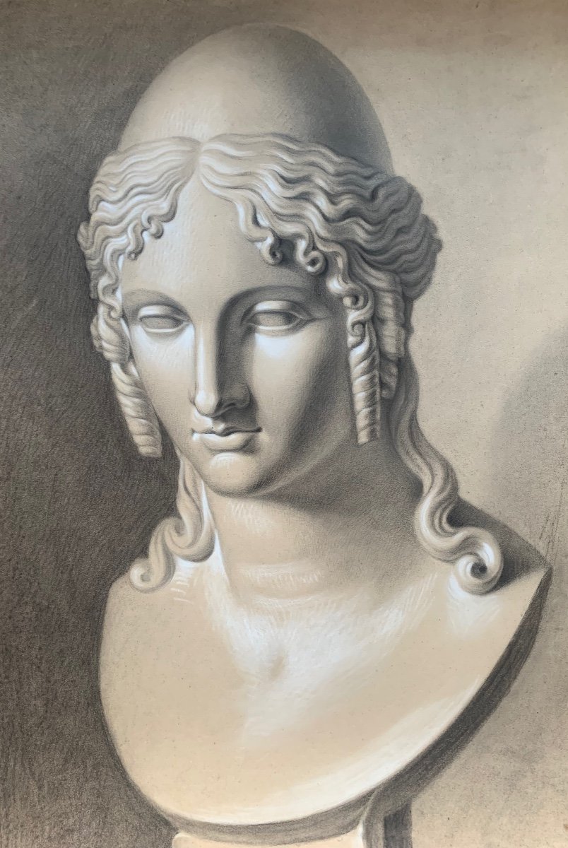 XIX Century Academic Study Of The Head Of Helen Of Troy By Canova. Cm 63 X Cm 46