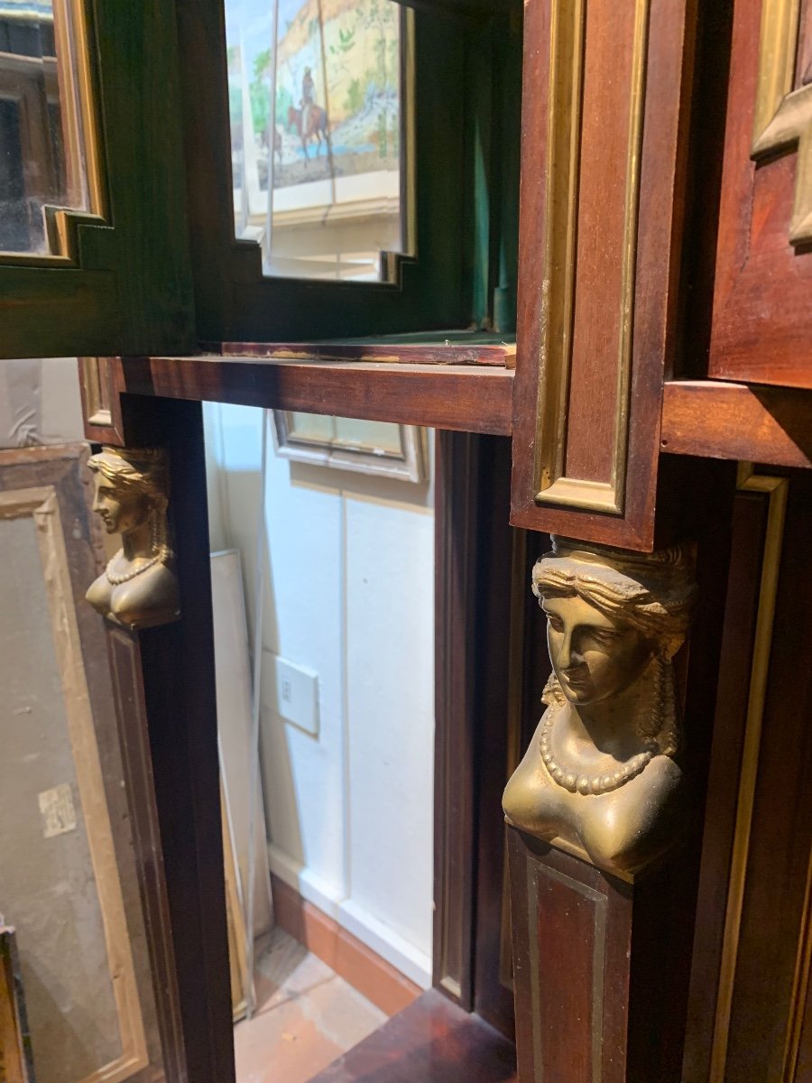 Mahogany Display Cabinet With Neoclassical Bronze Elements: Late 19th Century-photo-2